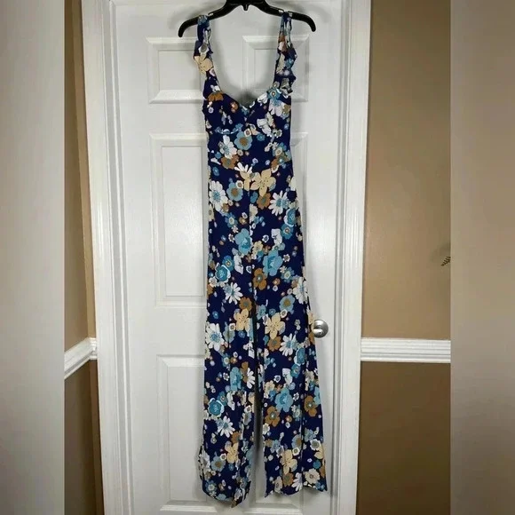 ✨For Love & Lemons Magnolia Ruffled Jumper Midnight Bloom, Size Small - Picture 16 of 16